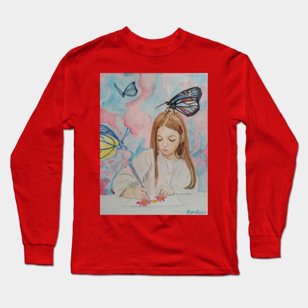fantasia flores y mariposas Long Sleeve T-Shirt by Tresmonet